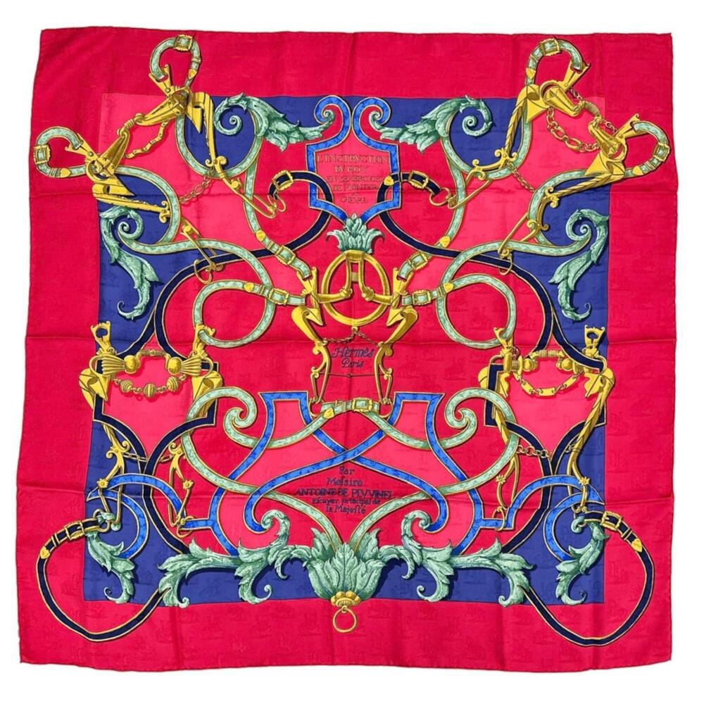 HERMES Carre 90 L'INSTRUCTION DU ROY (The Royal's Guide to Leadership) Silk S...